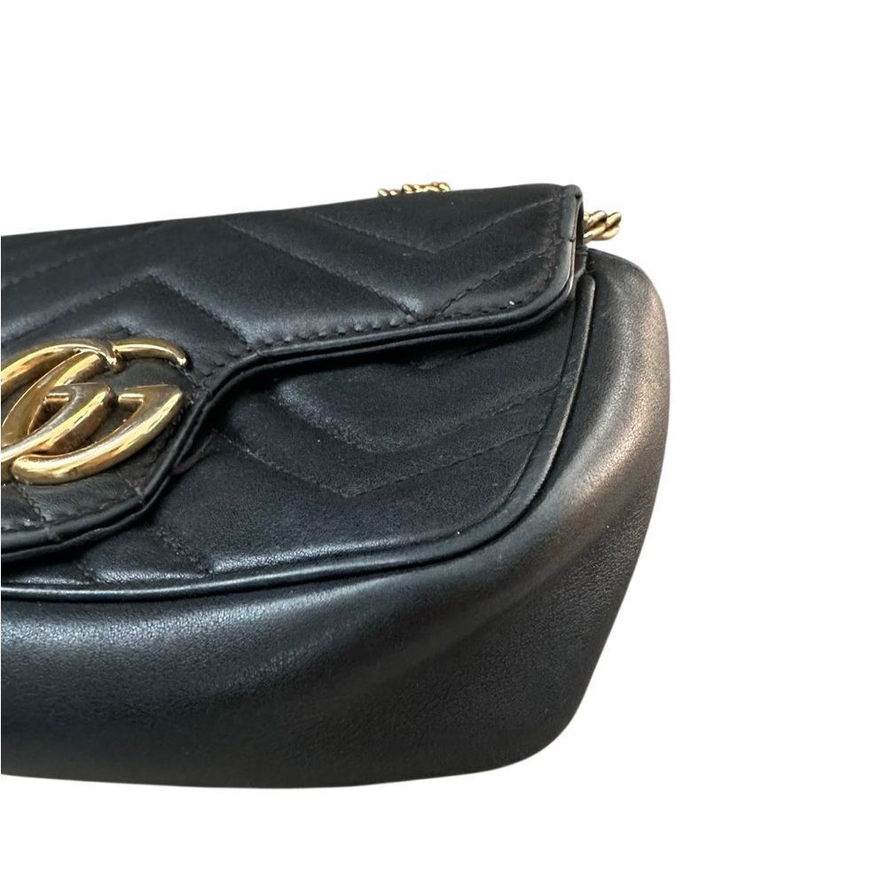 Gucci Black Quilted Crossbody Marmont mini bag Gold Chain - Picture 5 of 16